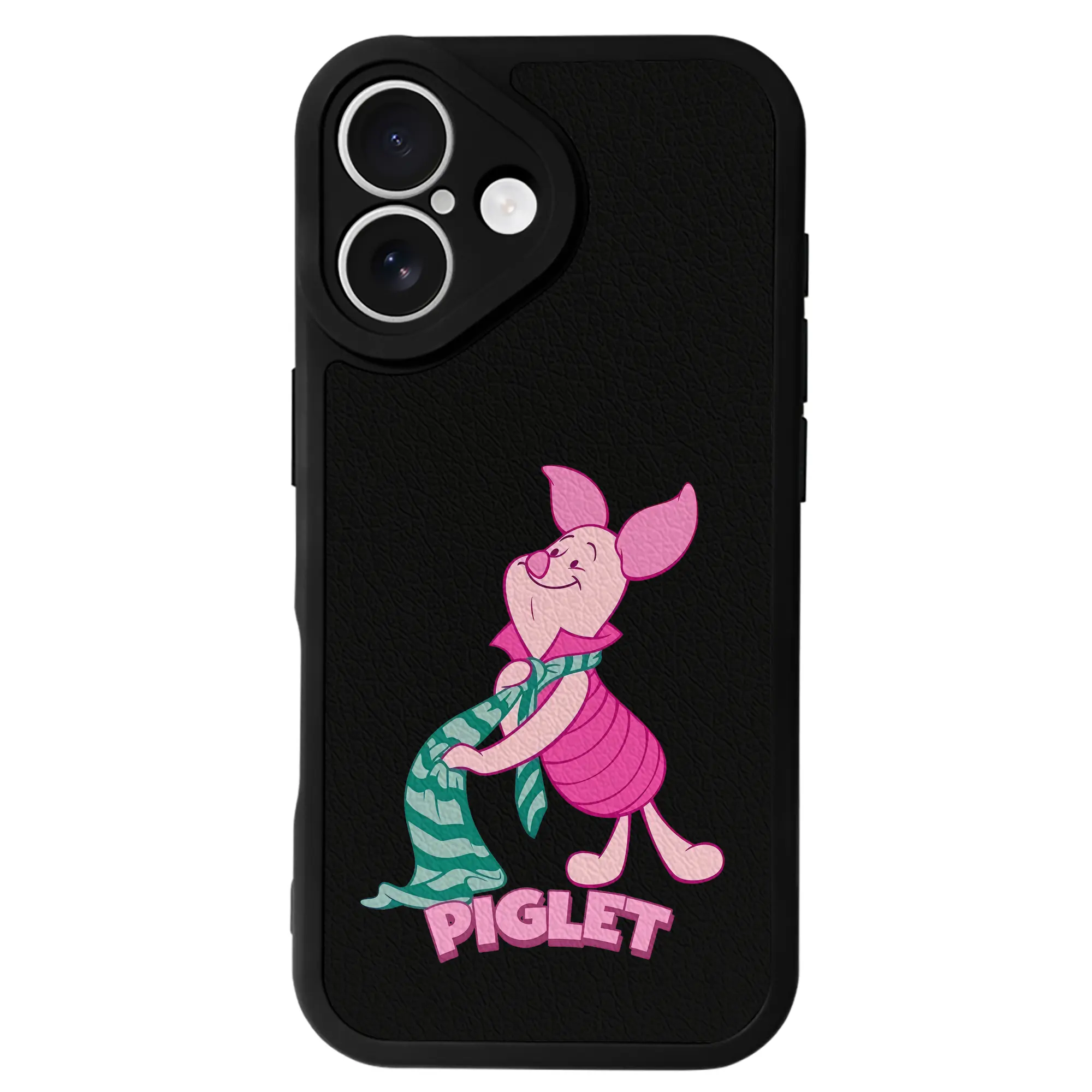 プーさん グッズ ピグレット - IPhone 16シリーズ対応 ・ シリコンスマホケース ・ レザー調 ・ 高精度フィット ・ 耐衝撃 ・ ワイヤレス充電対応 ・ 精密カット